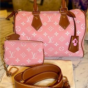 Speedy P9 Sakura Pink Monogram Crossbody Bandouliere L.V.